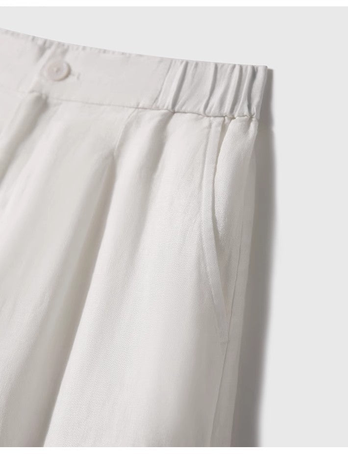Cross-border 2025 Summer New Breathable Loose White suit Simple Breathable Top Shorts Two-piece Set