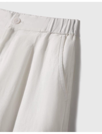 Cross-border 2025 Summer New Breathable Loose White suit Simple Breathable Top Shorts Two-piece Set