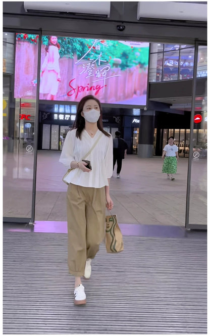 Summer women's 2023 new small wear a set of slightly fat age-reducing playful lively top two-piece suit