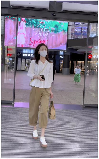 Summer women's 2023 new small wear a set of slightly fat age-reducing playful lively top two-piece suit