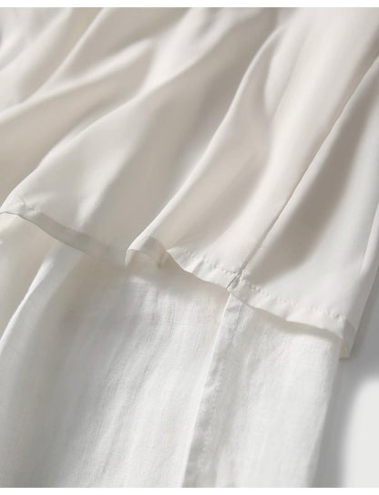 Cross-border 2025 Summer New Breathable Loose White suit Simple Breathable Top Shorts Two-piece Set