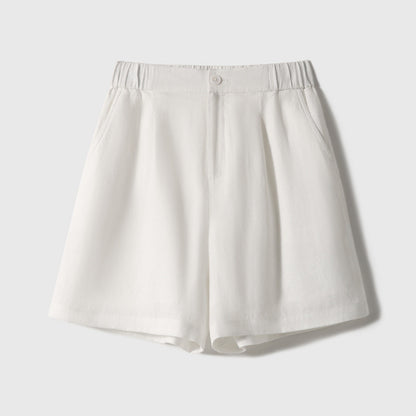 Cross-border 2025 Summer New Breathable Loose White suit Simple Breathable Top Shorts Two-piece Set