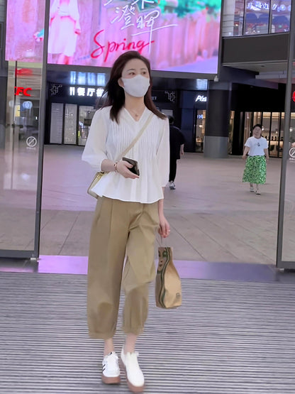 Summer women's 2023 new small wear a set of slightly fat age-reducing playful lively top two-piece suit