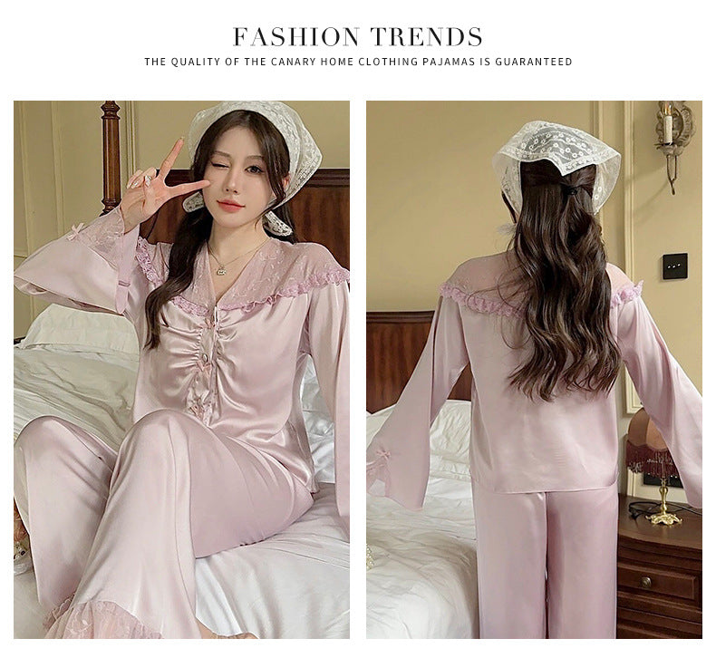 Purely Sensual,Comfortable, Breathable Pajamas, Satin Chiffon Loungewear Set, Available in Multiple Colors,Button-Up Set