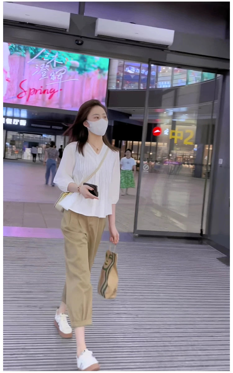 Summer women's 2023 new small wear a set of slightly fat age-reducing playful lively top two-piece suit