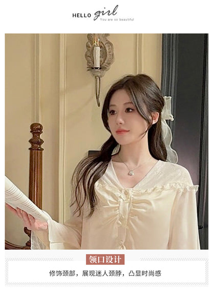 Purely Sensual,Comfortable, Breathable Pajamas, Satin Chiffon Loungewear Set, Available in Multiple Colors,Button-Up Set
