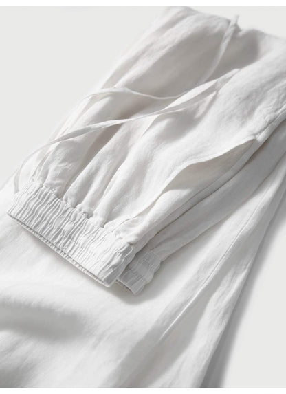 Cross-border 2025 Summer New Breathable Loose White suit Simple Breathable Top Shorts Two-piece Set