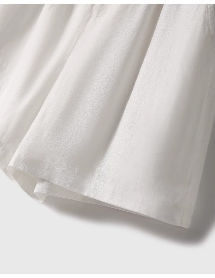 Cross-border 2025 Summer New Breathable Loose White suit Simple Breathable Top Shorts Two-piece Set