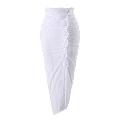 2025 European and American Color Matching New Rose Three-Piece Mesh Long Skirt Swimsuit Swimsuit Bikini Bikini