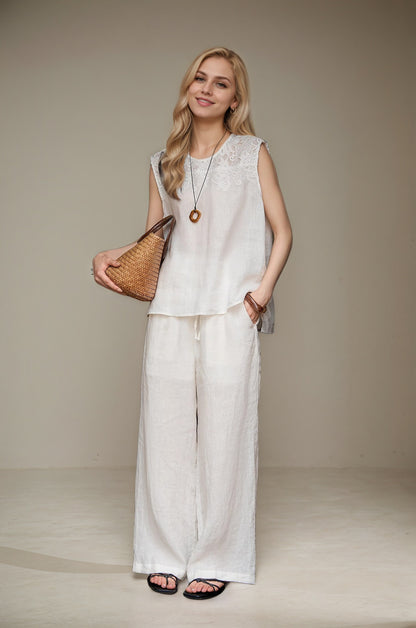 Cross-border 2025 Summer New Breathable Loose White suit Simple Breathable Top Shorts Two-piece Set