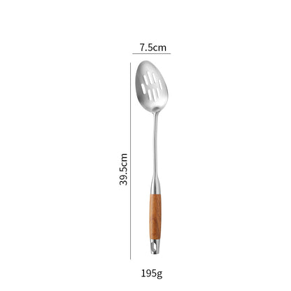 Cross-Border Kitchenware 316 Stainless Steel Spatula for Cooking Household Soup Spoon Rosewood Handle Spatula Kitchen Utensils Frying Spoon
