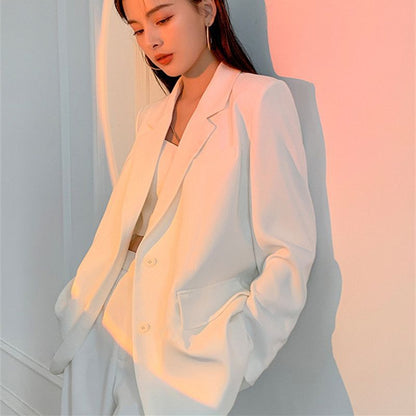 Spring Tops 2026 Internet Celebrity Trendy White Blazer High-End Design New Black Niche Jacket for Women