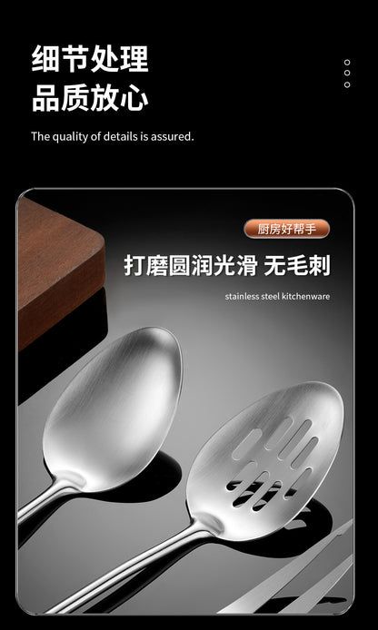 Cross-Border Kitchenware 316 Stainless Steel Spatula for Cooking Household Soup Spoon Rosewood Handle Spatula Kitchen Utensils Frying Spoon