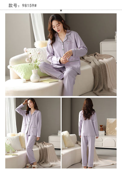 Pure Cotton Pajamas for Women, Spring and Autumn Long-Sleeved Trousers Suit, Autumn and Winter Loose, Can Be Worn Outside Home Clothes
