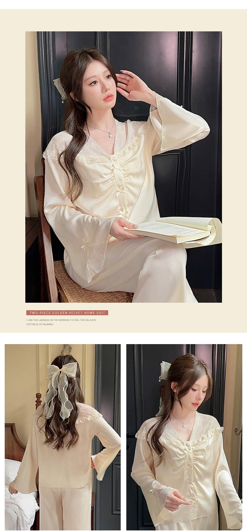 Purely Sensual,Comfortable, Breathable Pajamas, Satin Chiffon Loungewear Set, Available in Multiple Colors,Button-Up Set