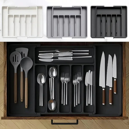 TEMU Cross-border New Expandable Utensil Tray Extended Tableware Storage Box Home Amazon
