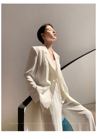 Spring Tops 2026 Internet Celebrity Trendy White Blazer High-End Design New Black Niche Jacket for Women