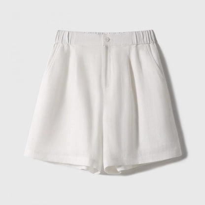 Cross-border 2025 Summer New Breathable Loose White suit Simple Breathable Top Shorts Two-piece Set