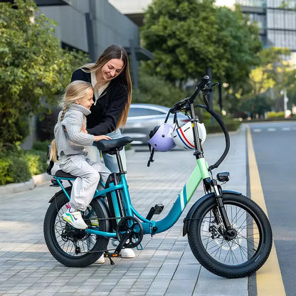 20inch foldable parent-child riding E-BIKE. 1000W brushless motor city electric bike, 48V13AH removable battery electric scooter