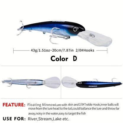 1pc 20cm Floating Fishing Lure with Hooks - Lifelike Artificial Bait for Freshwater and Saltwater Fishing