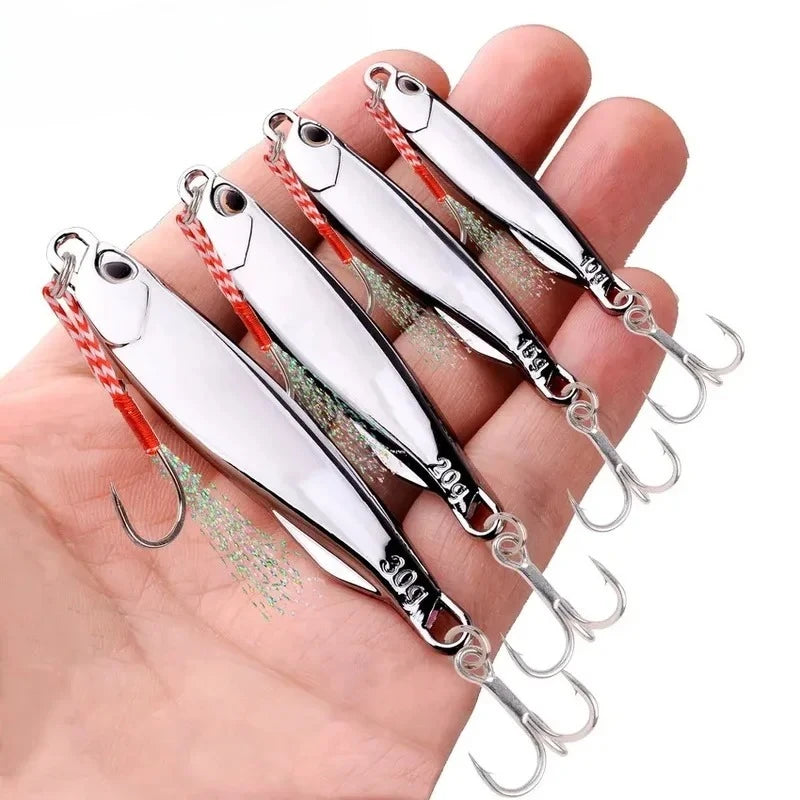 10pcs/pack Fishing Metal Jig Lures 30g 40g Plating Silvery Metal Jig Lure Sea Fishing Bait Fishing Lure Saltwater Bass Tackle