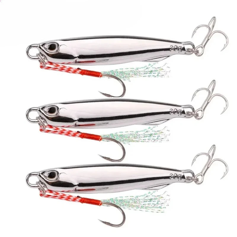 10pcs/pack Fishing Metal Jig Lures 30g 40g Plating Silvery Metal Jig Lure Sea Fishing Bait Fishing Lure Saltwater Bass Tackle