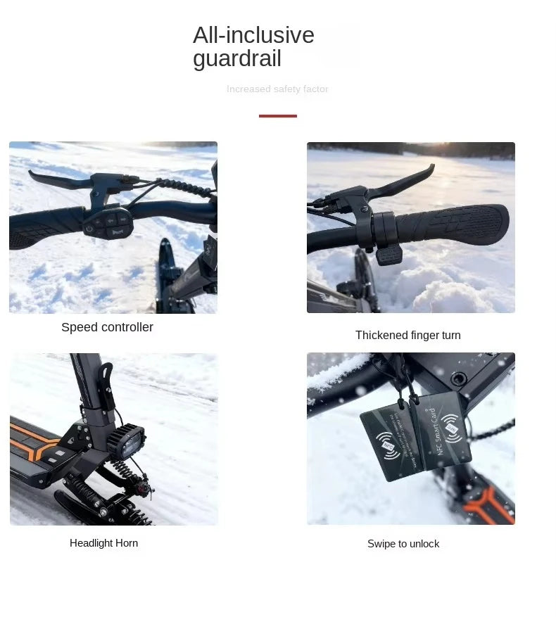 All-terrain snow scooters for mountain climbing and ice fishing, electric bikes