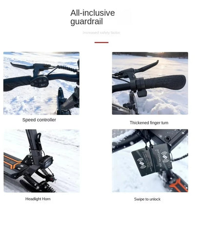 All-terrain snow scooters for mountain climbing and ice fishing, electric bikes