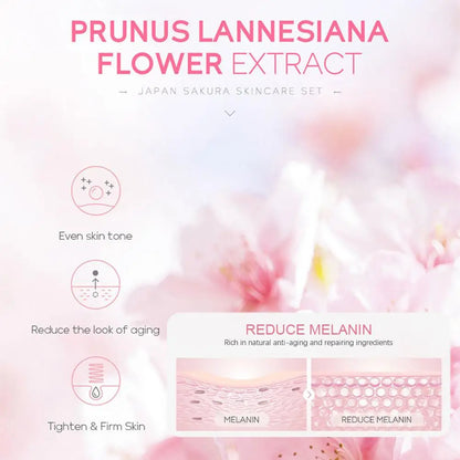 Sakura skin care sets with cleanser, serum, eye cream, facial cream, beauty products for women, travel skin care kit