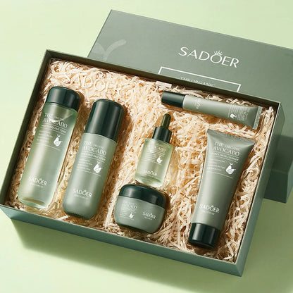 Avocado Skincare 6-Piece Set Includes Nourishing And Moisturizing Eye Cream, Face Cream, And Anti-Wrinkle Skincare Products.