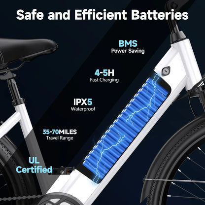 26-inch fashionable E-Bike, 600W brushless motor 48V-10.4ah lithium battery electric moped, adult electric bicycle