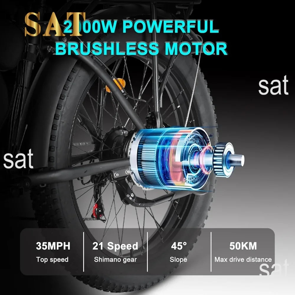 %a Electric Bike for Adults,   Dual Motor 2000W 48V/22.4Ah Removable Lithium Battery