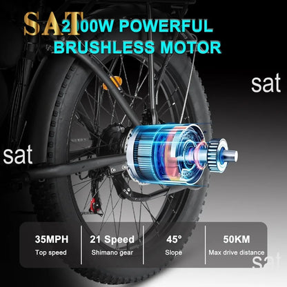 %a Electric Bike for Adults,   Dual Motor 2000W 48V/22.4Ah Removable Lithium Battery