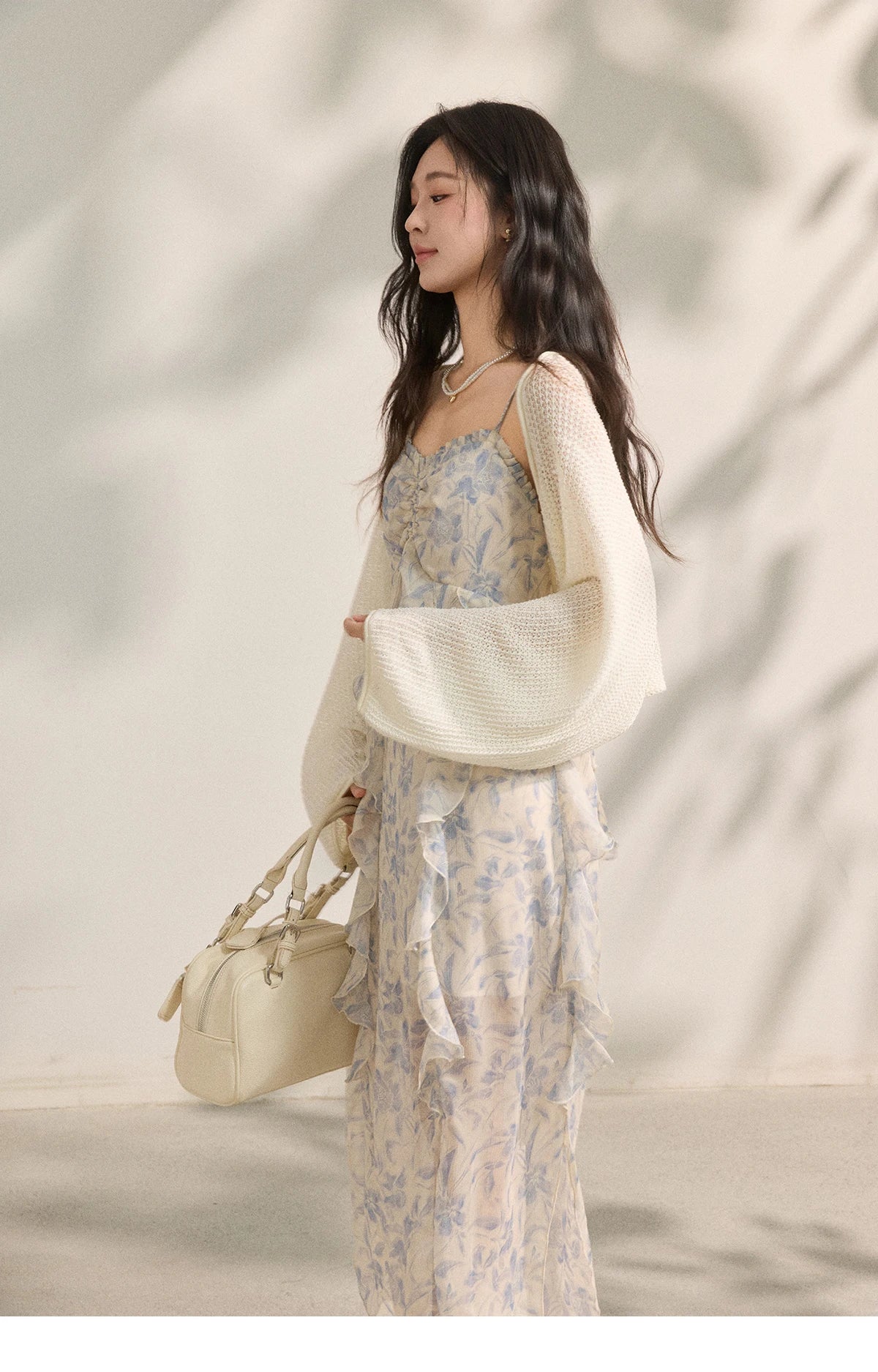 MISHOW Elegant Loose Batwing Sleeve Hollow Out Knit Cardigan for Women 2026 Summer Open Front Long Sleeve Sweater MXF16Z3080