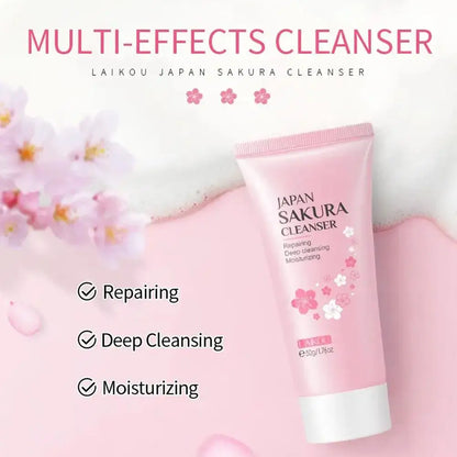 Sakura skin care sets with cleanser, serum, eye cream, facial cream, beauty products for women, travel skin care kit