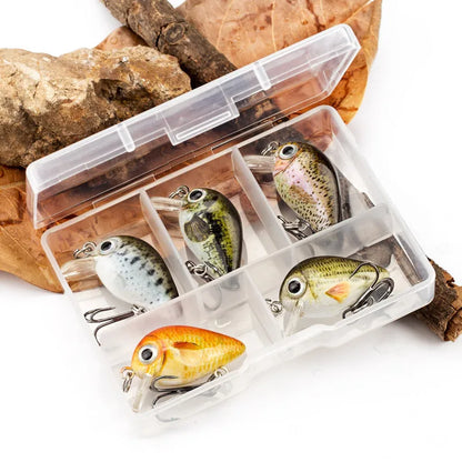 5pcs Mini Fishing Lures Set Lifelike Crank Baits Artificial Baits Swimbait with Tackle Box