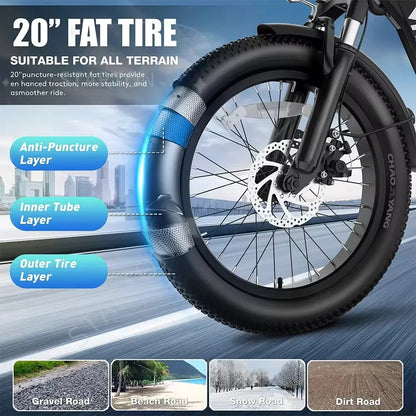 20inch foldable parent-child riding E-BIKE. 1000W brushless motor city electric bike, 48V13AH removable battery electric scooter