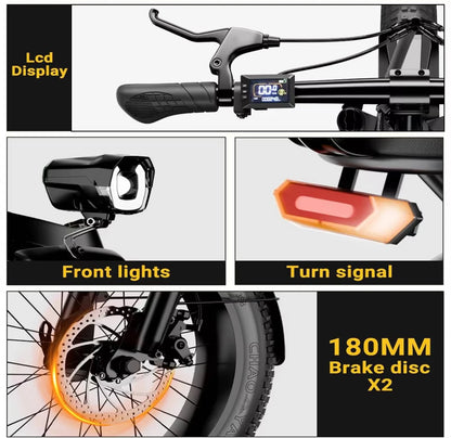 20inch foldable parent-child riding E-BIKE. 1000W brushless motor city electric bike, 48V13AH removable battery electric scooter