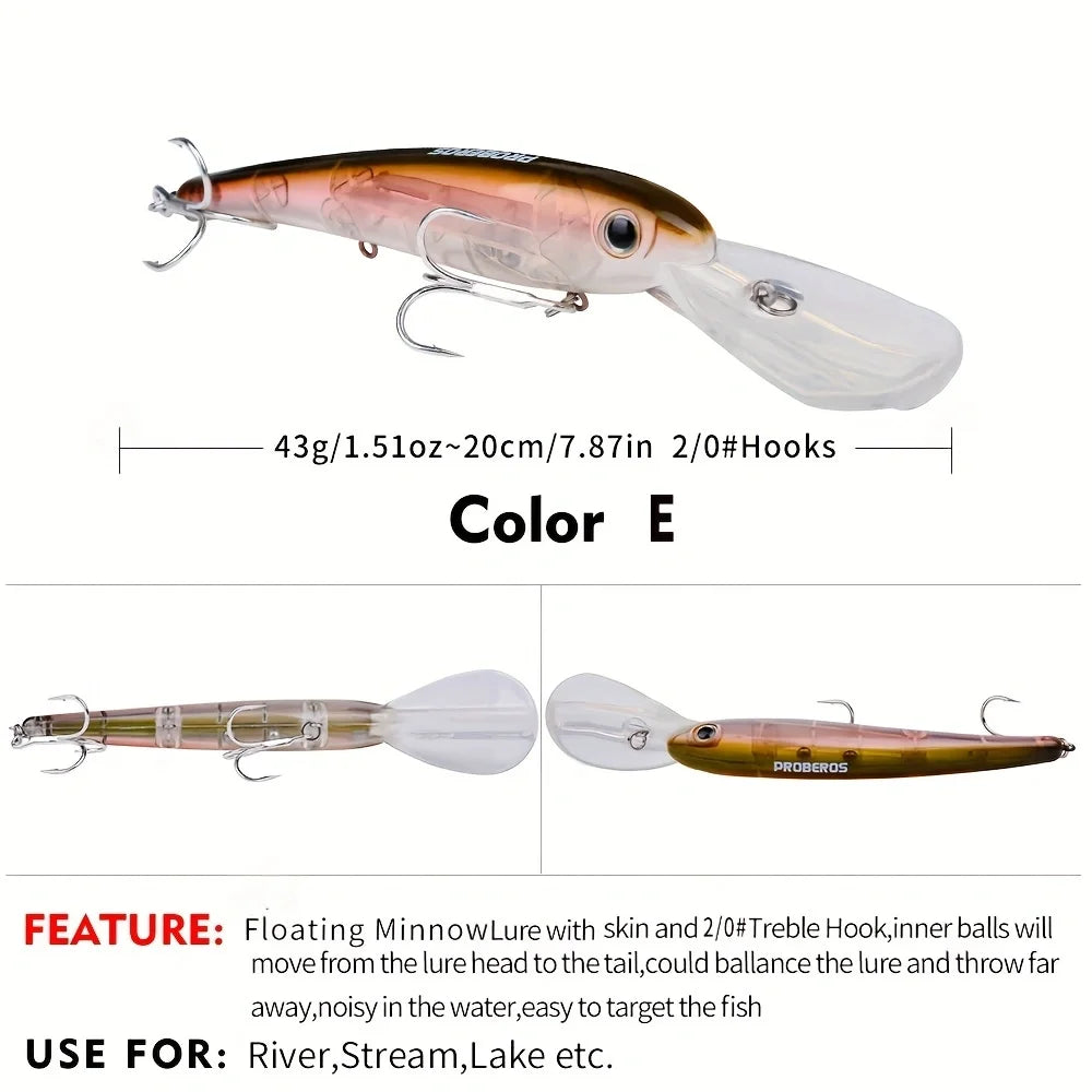 1pc 20cm Floating Fishing Lure with Hooks - Lifelike Artificial Bait for Freshwater and Saltwater Fishing