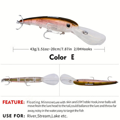 1pc 20cm Floating Fishing Lure with Hooks - Lifelike Artificial Bait for Freshwater and Saltwater Fishing