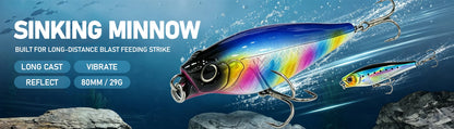 40g 120mm Heavy Sinking Minnow Lures Long Casting Artificial Hard Baits Seabass Trout Swimbait Pesca Wobbler Fishing Equipment