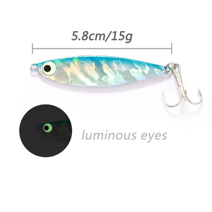 Fishing Lures Metal Jig Spinning Spoon Feather Carbon Hook Hard Artificial Bait Luminous Eye Sinking Casting Bass Tackle Pesca