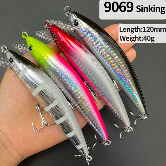 40g 120mm Heavy Sinking Minnow Lures Long Casting Artificial Hard Baits Seabass Trout Swimbait Pesca Wobbler Fishing Equipment