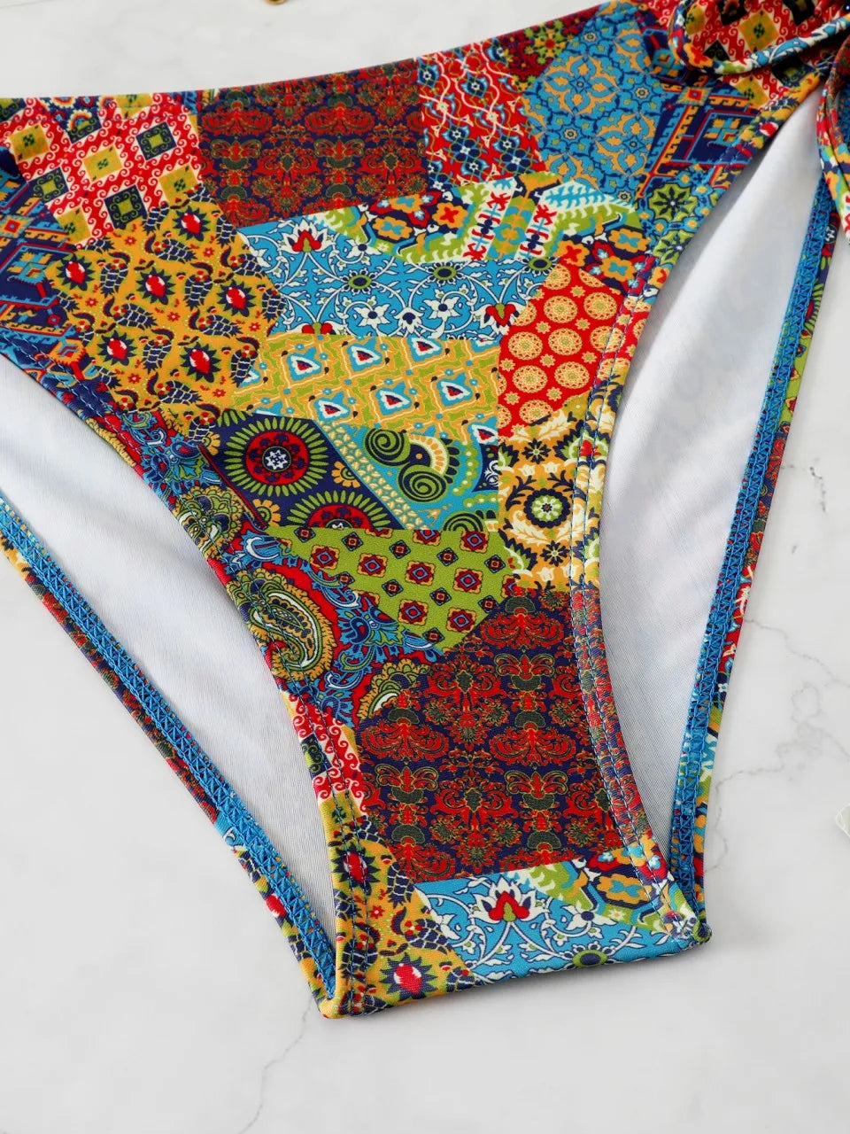 Ring Link Triangle Bikinis 2026 Women Lace Up Swimwear Printed Swimsuit Female Bathers Bathing Swimming Suit Beachwear Summer