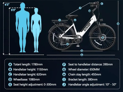 26-inch fashionable E-Bike, 600W brushless motor 48V-10.4ah lithium battery electric moped, adult electric bicycle