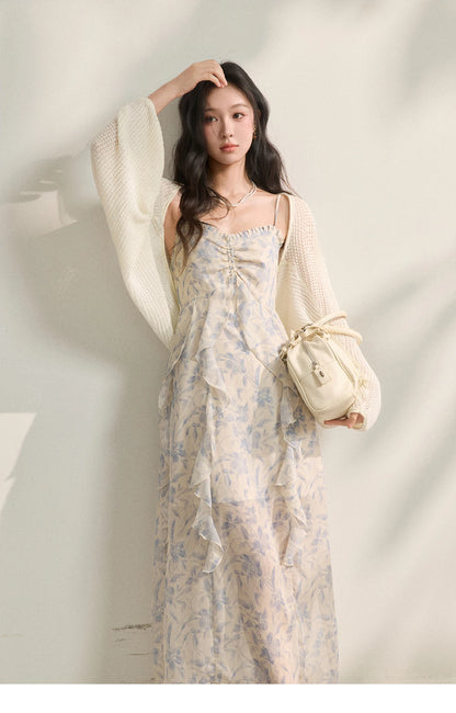 MISHOW Elegant Loose Batwing Sleeve Hollow Out Knit Cardigan for Women 2026 Summer Open Front Long Sleeve Sweater MXF16Z3080