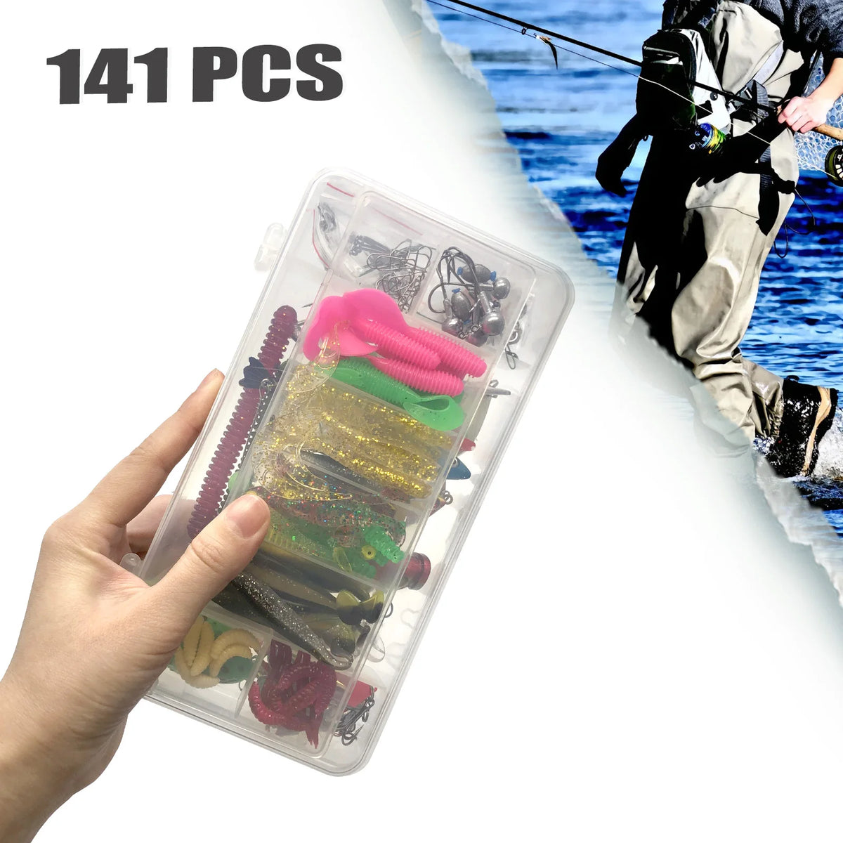 Fishing Lures Kit 60/109/141/219pcs Bait Set With Soft Lure Metal Spoons Hard Minnow Crankbait And Accessories With Tackle Box