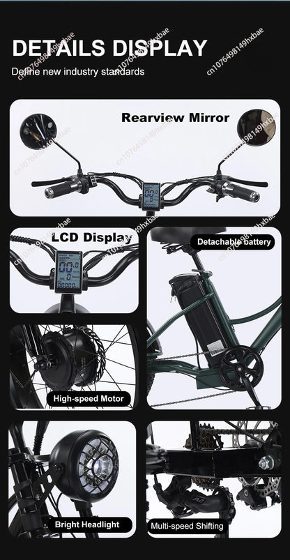 Electric Bike For Man 24-Inch 750W 48V Three Wheeled Electric Vehicle Fat Tire Pedal Powerful Electric Tricycle For Adults Elder