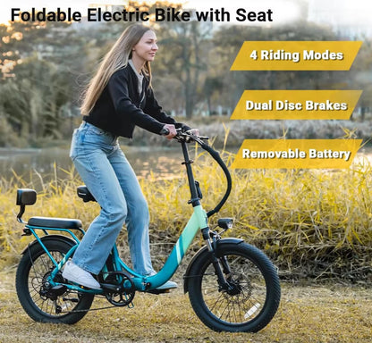 20inch foldable parent-child riding E-BIKE. 1000W brushless motor city electric bike, 48V13AH removable battery electric scooter