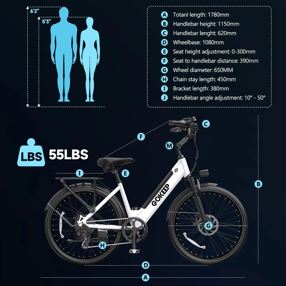 26-inch fashionable E-Bike, 600W brushless motor 48V-10.4ah lithium battery electric moped, adult electric bicycle